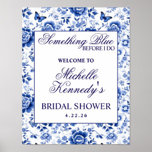 Something Blue Before I Do Floral Bridal Shower Poster