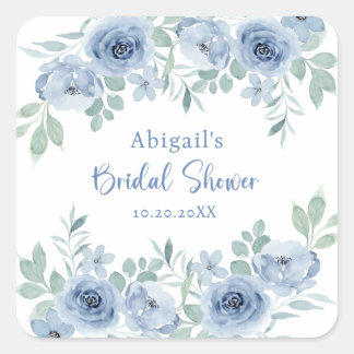 SOMETHING BLUE BEFORE I DO FLORAL BRIDAL SHOWER SQUARE STICKER