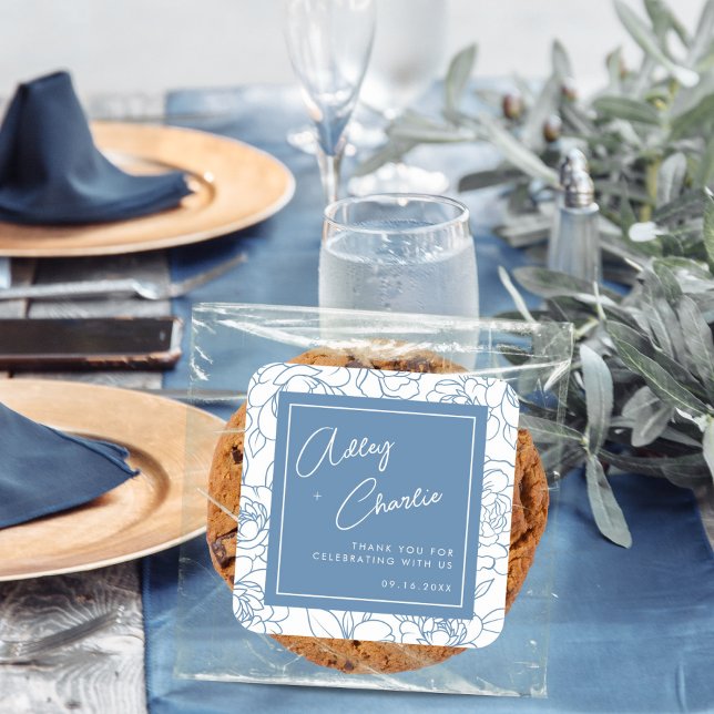 Something Blue Before I Do Floral Bridal Shower Square Sticker (Creator Uploaded)