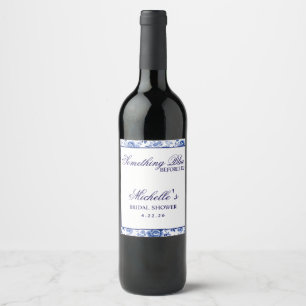 Something Blue Before I Do Floral Bridal Shower  Wine Label