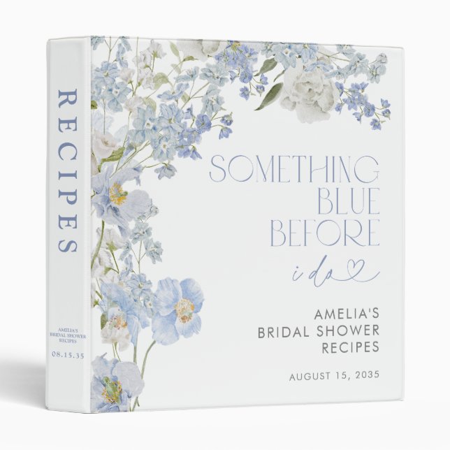 Something Blue Before I Do Floral Shower Recipe Binder (Front/Spine)