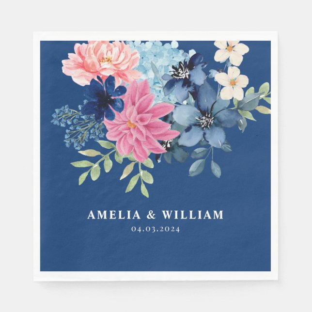 Something blue before i do Floral wedding  Napkin (Front)