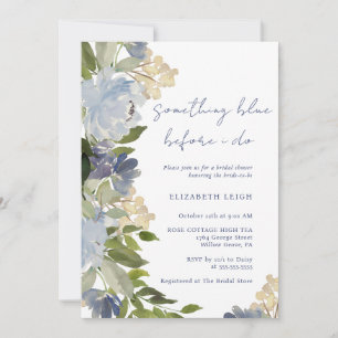 Something Blue Before I Do Flower Bridal Shower Invitation