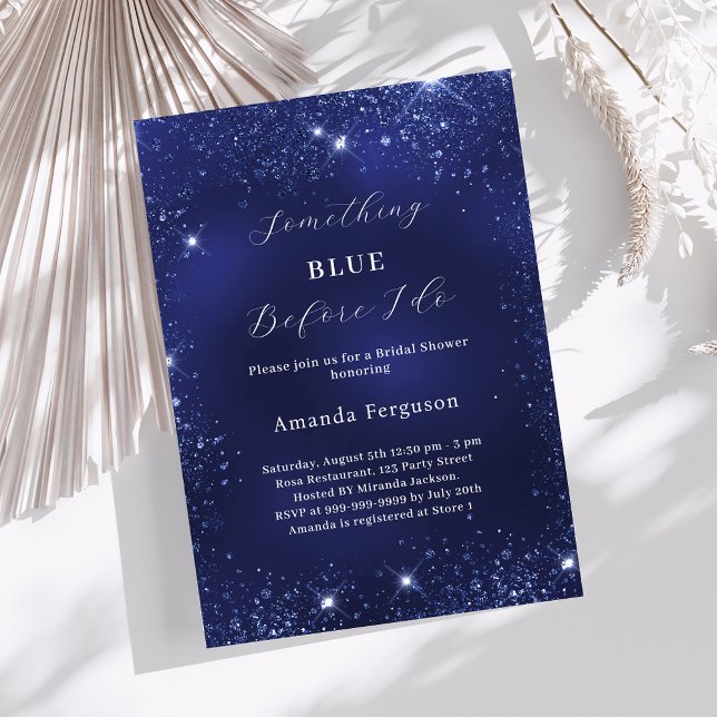 Something blue before I do glitter Bridal Shower Invitation (Creator Uploaded)