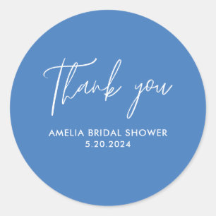 Something blue before i do hydrangea bridal shower classic round sticker