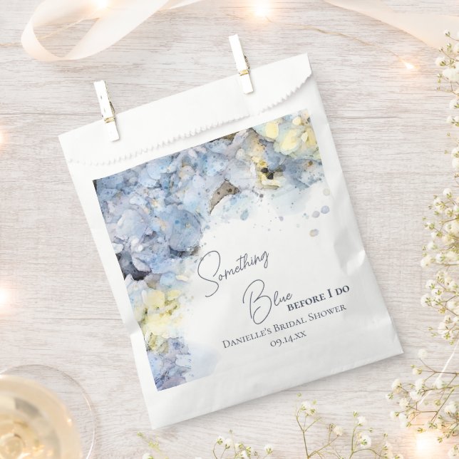 Something Blue Before I Do Hydrangea Bridal Shower Favour Bag (Clipped)
