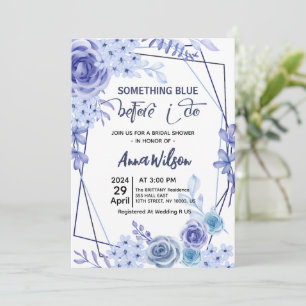 Something Blue Before I Do hydrangea Bridal Shower Invitation