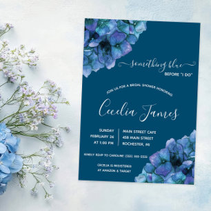Something Blue Before I Do Hydrangea Bridal Shower Invitation