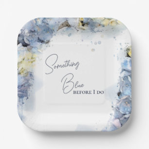 Something Blue Before I Do Hydrangea Bridal Shower Paper Plate