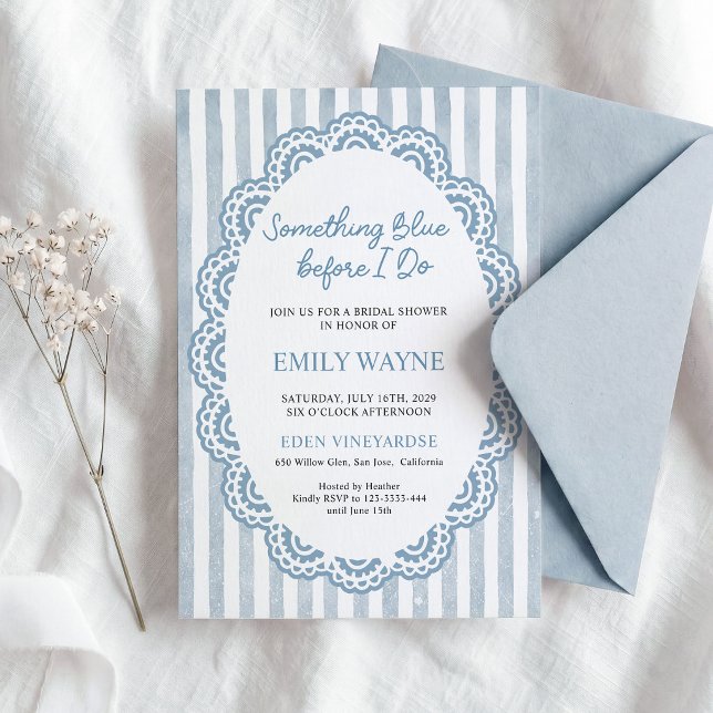 Something Blue Before I do Lace Bridal Shower  Invitation (Creator Uploaded)