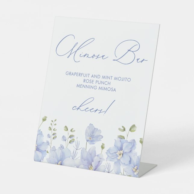 Something Blue Before I Do Mimosa Bar Bridal Pedestal Sign (Front)
