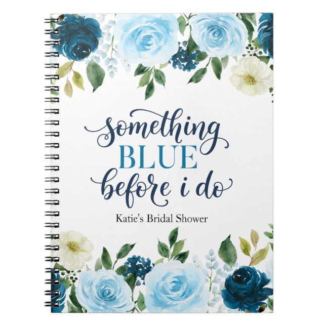 Something Blue Before I Do Navy Floral Notebook (Front)