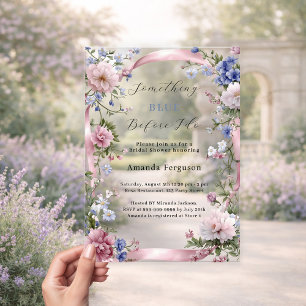 Something blue before I do pink Bridal Shower Acrylic Invitations