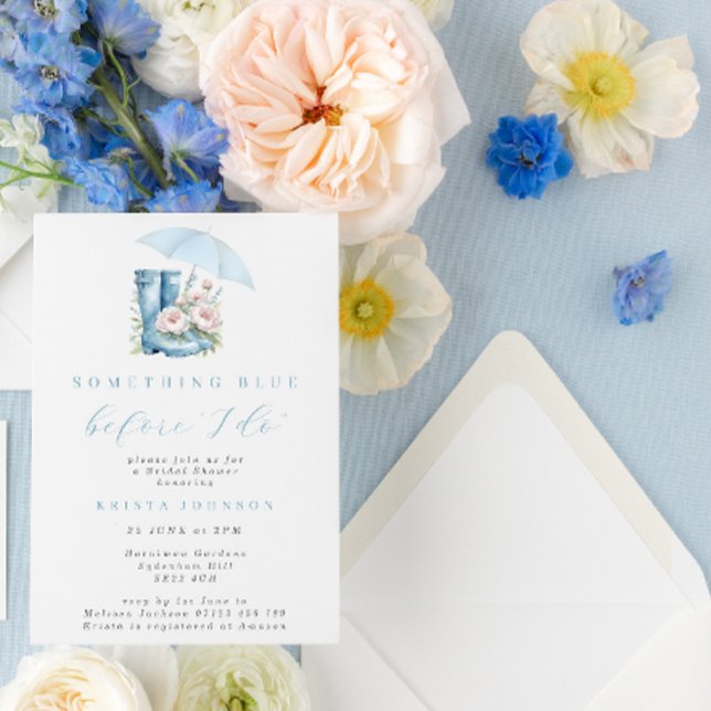 Something Blue Before I Do Rainboots Bridal Shower Invitation (Creator Uploaded)