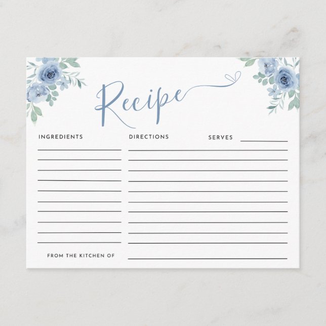 SOMETHING BLUE BEFORE I DO Recipe Request Enclosure Card (Front)