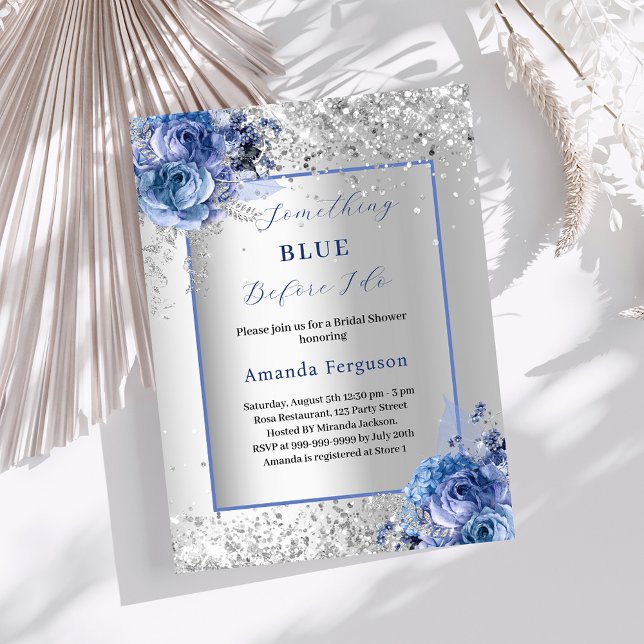 Something blue before I do silver Bridal Shower Invitation (Creator Uploaded)