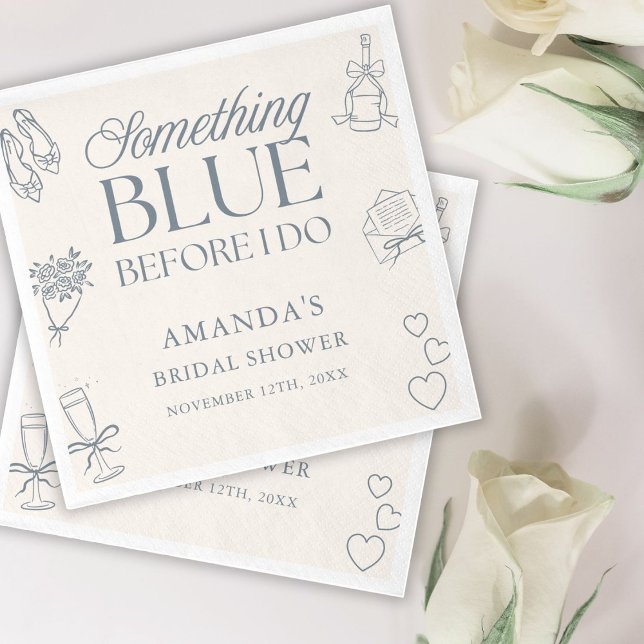 Something Blue Before I Do Whimsical Bridal Shower Napkin (Creator Uploaded)