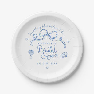 Something Blue Before I Do Whimsical Bridal Shower Paper Plate