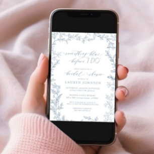 Something Blue Before QR Botanical Bridal Shower Invitation