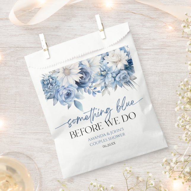Something Blue Before We Do Floral Couples Shower Favour Bag (Clipped)