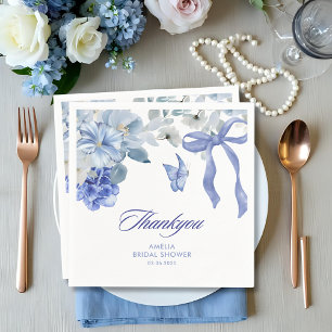 Something blue blue and white floral bridal shower napkin