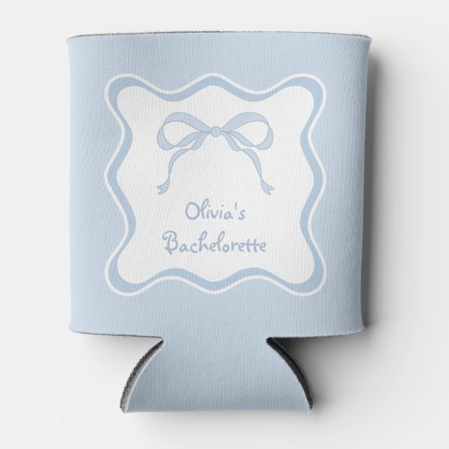 Something Blue Bow Bachelorette Party Can Cooler (Front)