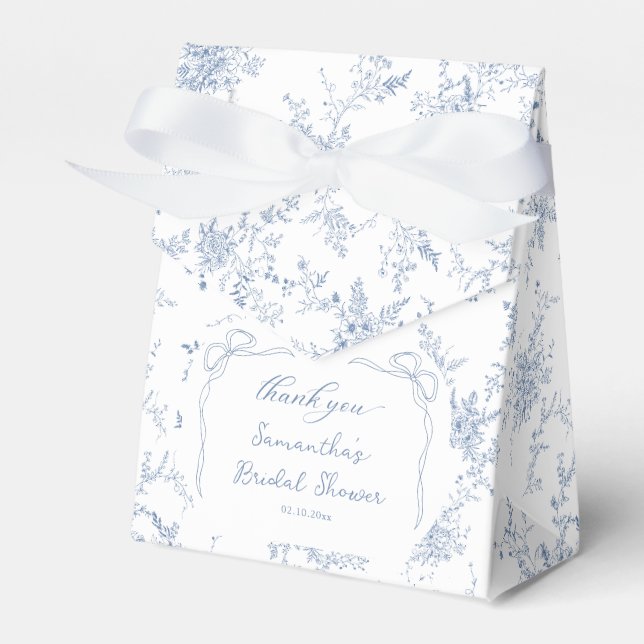 Something Blue Bow Bridal Shower Favor Box (Front Side)