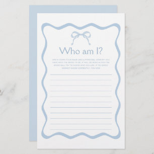 Something Blue Bow Bridal Shower Guess Who Game 
