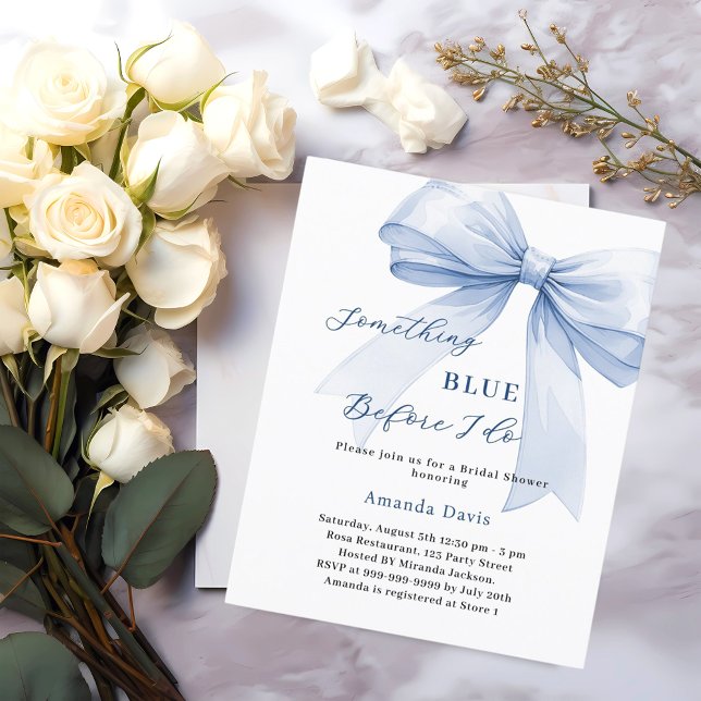 Something blue bow Bridal Shower invitation (Creator Uploaded)