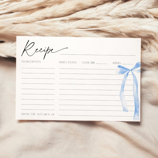 Something Blue Bow Bridal Shower Recipe Card (Creator Uploaded)