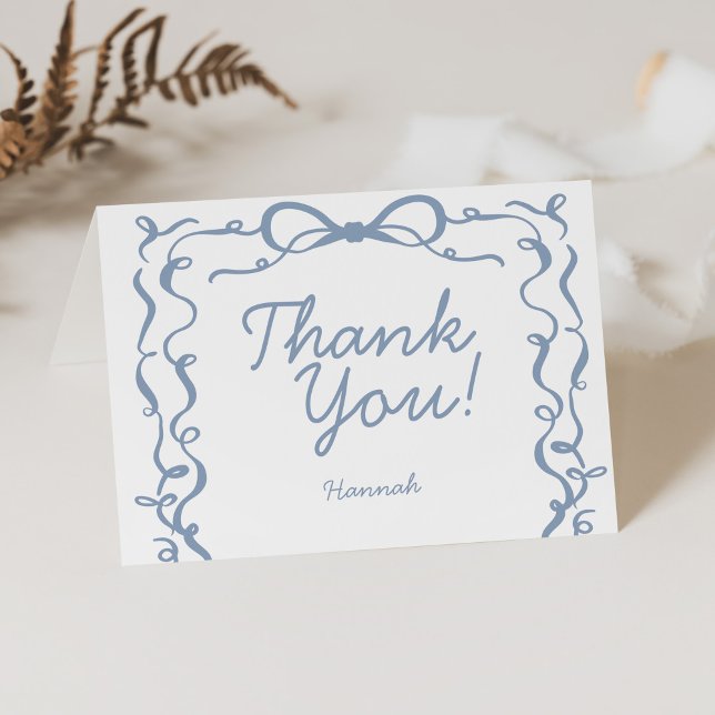 Something Blue Bow Bridal Shower Thank You Card (Creator Uploaded)