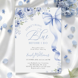 Something Blue Bow Floral Bridal Shower Invitation