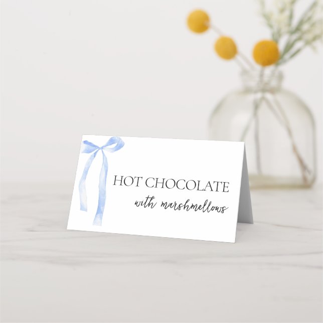 Something Blue Bridal Shower Coquette Bow Buffet Place Card (Front)