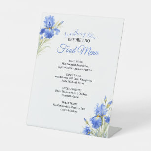Something Blue Bridal Shower Food Menu Pedestal Sign