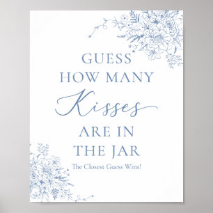 Something Blue Bridal Shower Guess How Many Kisses Poster