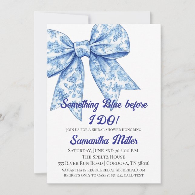Something Blue Bridal Shower Invitation (Devant)