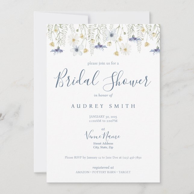 Something Blue Bridal Shower Invitation (Front)