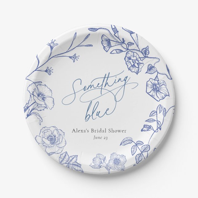 Something Blue Bridal Shower Paper Plate (Front)