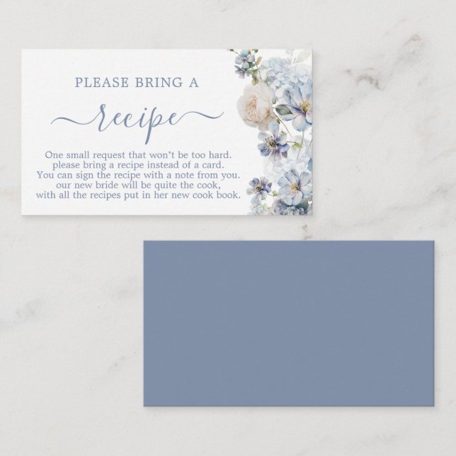 Something Blue Bridal Shower Recipe Card Request (Front/Back)