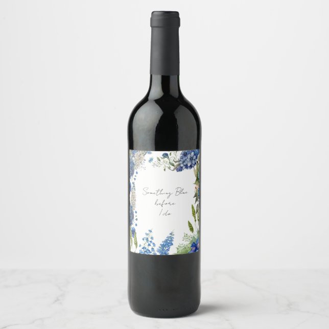 Something Blue Bridal Shower Wine Label (Front)