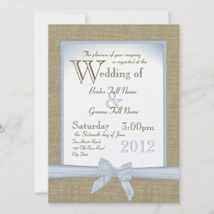 Something Blue Burlap and Bow Country Wedding Invitation