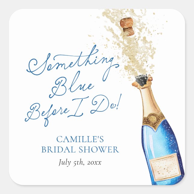 Something Blue Champagne Bridal Brunch Square Sticker (Front)