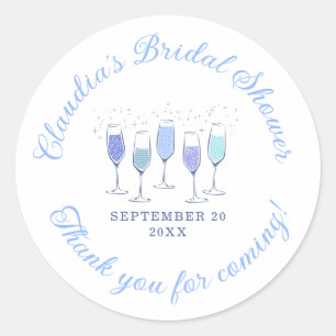 Something Blue Champagne Bridal Shower Classic Round Sticker