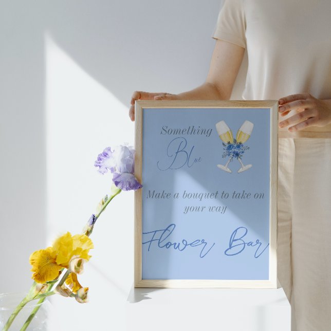 Something Blue Champagne Floral Bridal Shower Bar  Poster (Creator Uploaded)