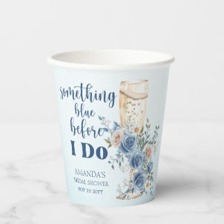 Something Blue Champagne Floral Bridal Shower  Paper Cups