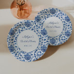 Something Blue Chinoiserie Print Wedding Shower Paper Plate<br><div class="desc">Handpainted blue and white chinoiserie background pattern based on a pattern seen on a vintage ginger jar.</div>