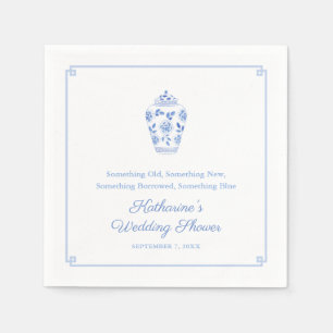Something Blue Chinoiserie Wedding Bridal Shower Napkin