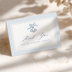 Something Blue Christmas Bridal Shower Thank You Card