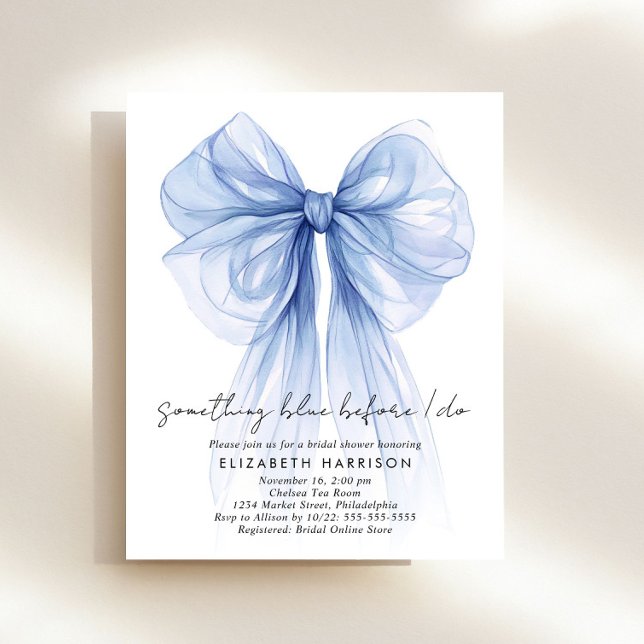 Something Blue Coquette Bow Bridal Shower Invite (Creator Uploaded)