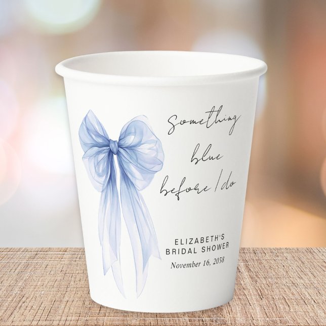 Something Blue Coquette Bow Bridal Shower Paper Cups (Creator Uploaded)